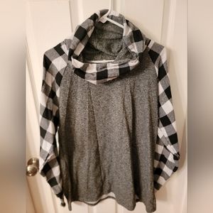 Plaid Cowl Neck Top
